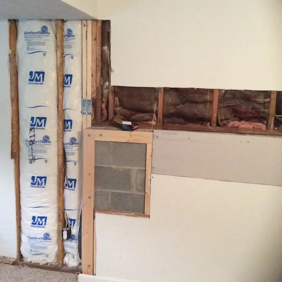 Wall insulation replacement during Basement Flood Cleanup in Keyes